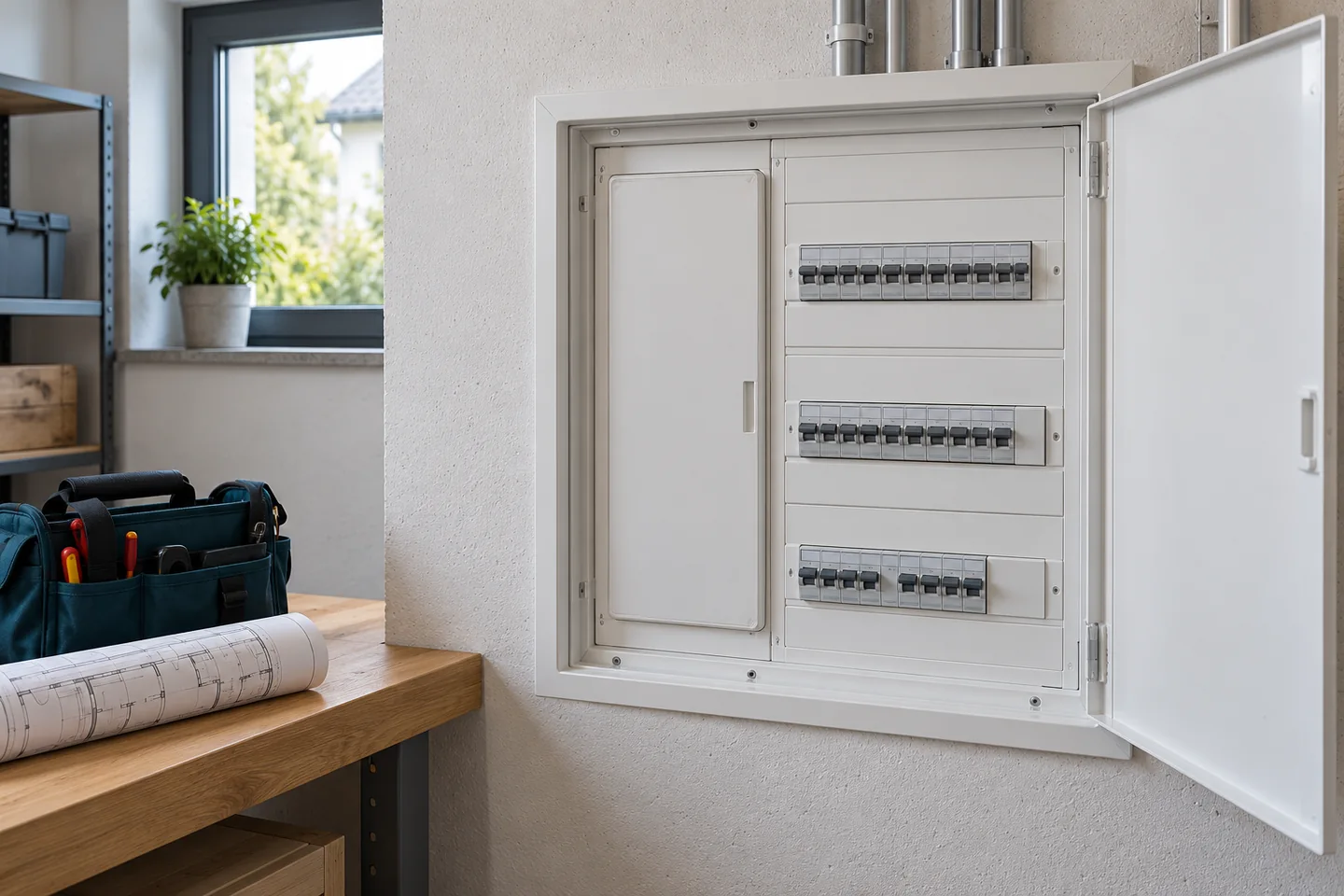 Illustrative Verteilung als Beispiel einer geplanten Elektromodernisierung (KI-generiertes Symbolbild)