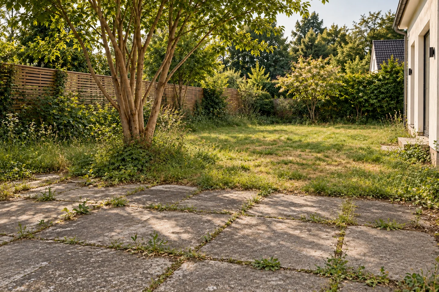 Ungenutzter Altgarten, KI-Illustration